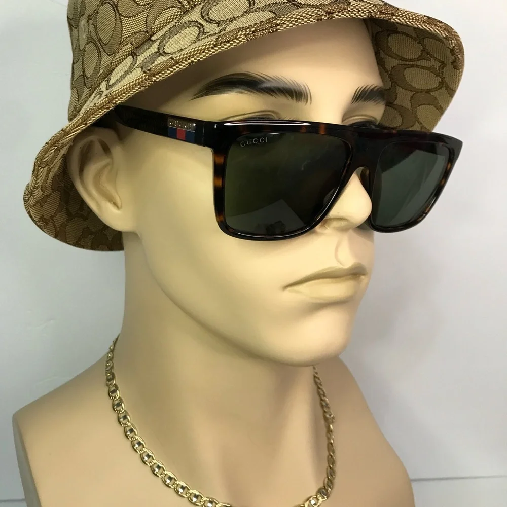New Authentic GUCCI GG0748S 003 Tortoise Green Sunglasses